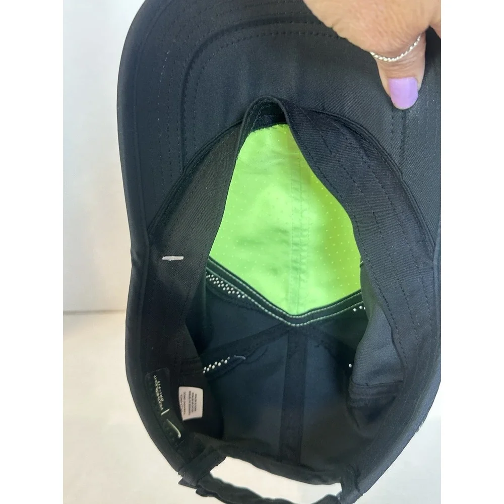 Nike Featherlight Dri Fit Hat Baseball Lime Black Adjustable One Size Running